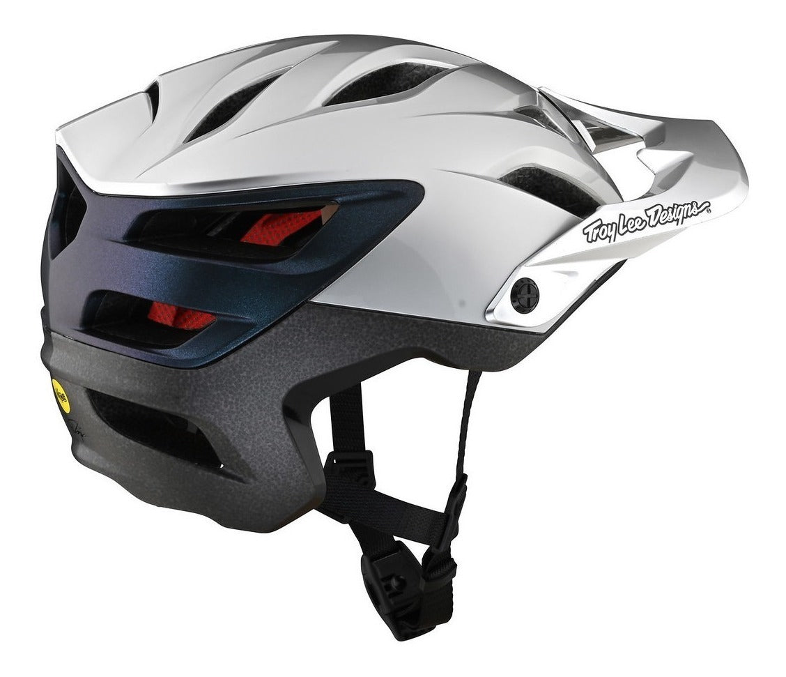Casco Troy Lee Designs A3 con Mips Uno Silver / Electro